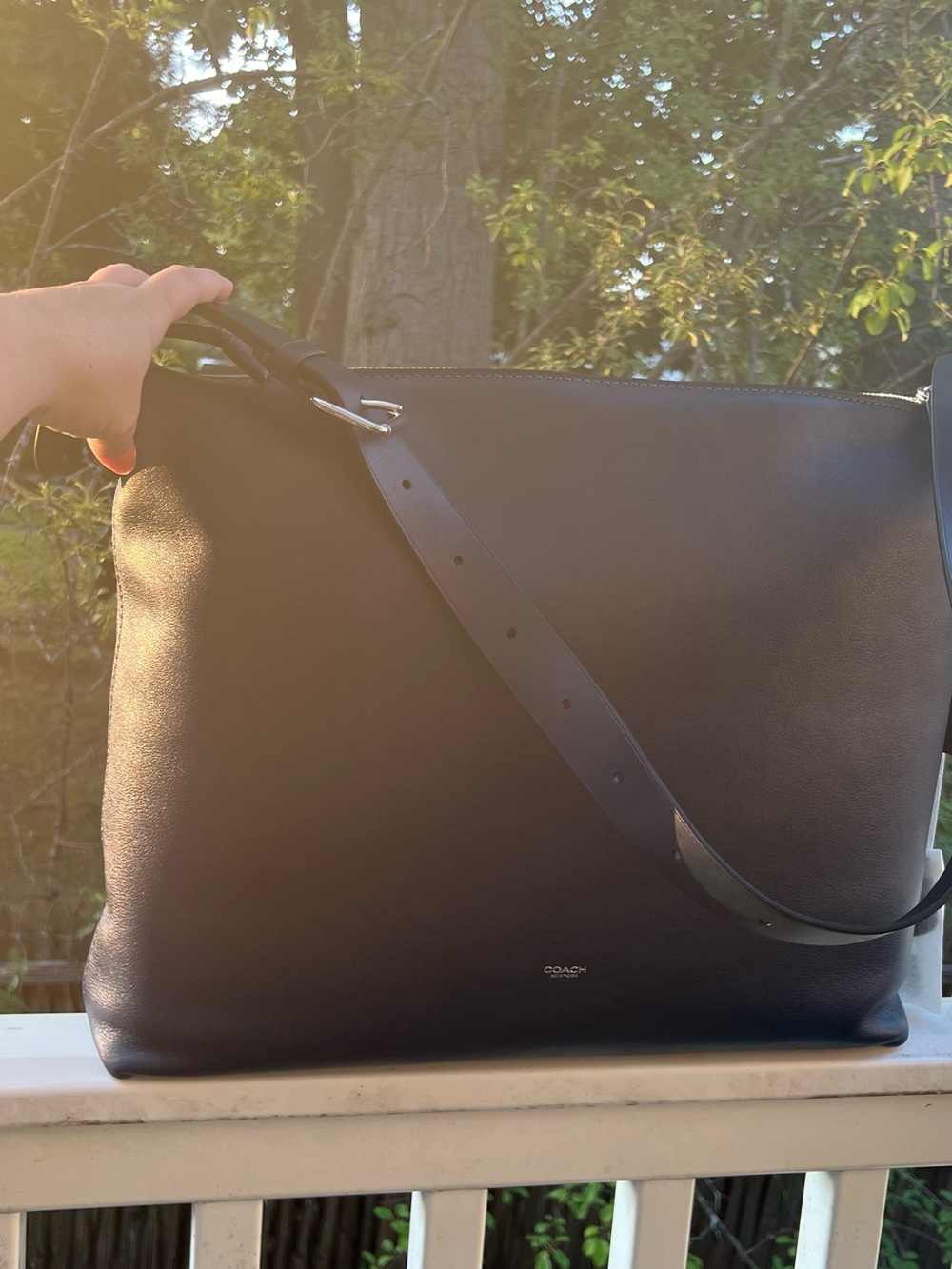 Coach Navy Blue Leather Mott Messenger bag sold out online - Picture 10 of 16